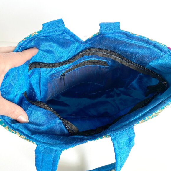 Handmade Embroidered Colorful Metallic Rajasthani Bag - Picture 6 of 8